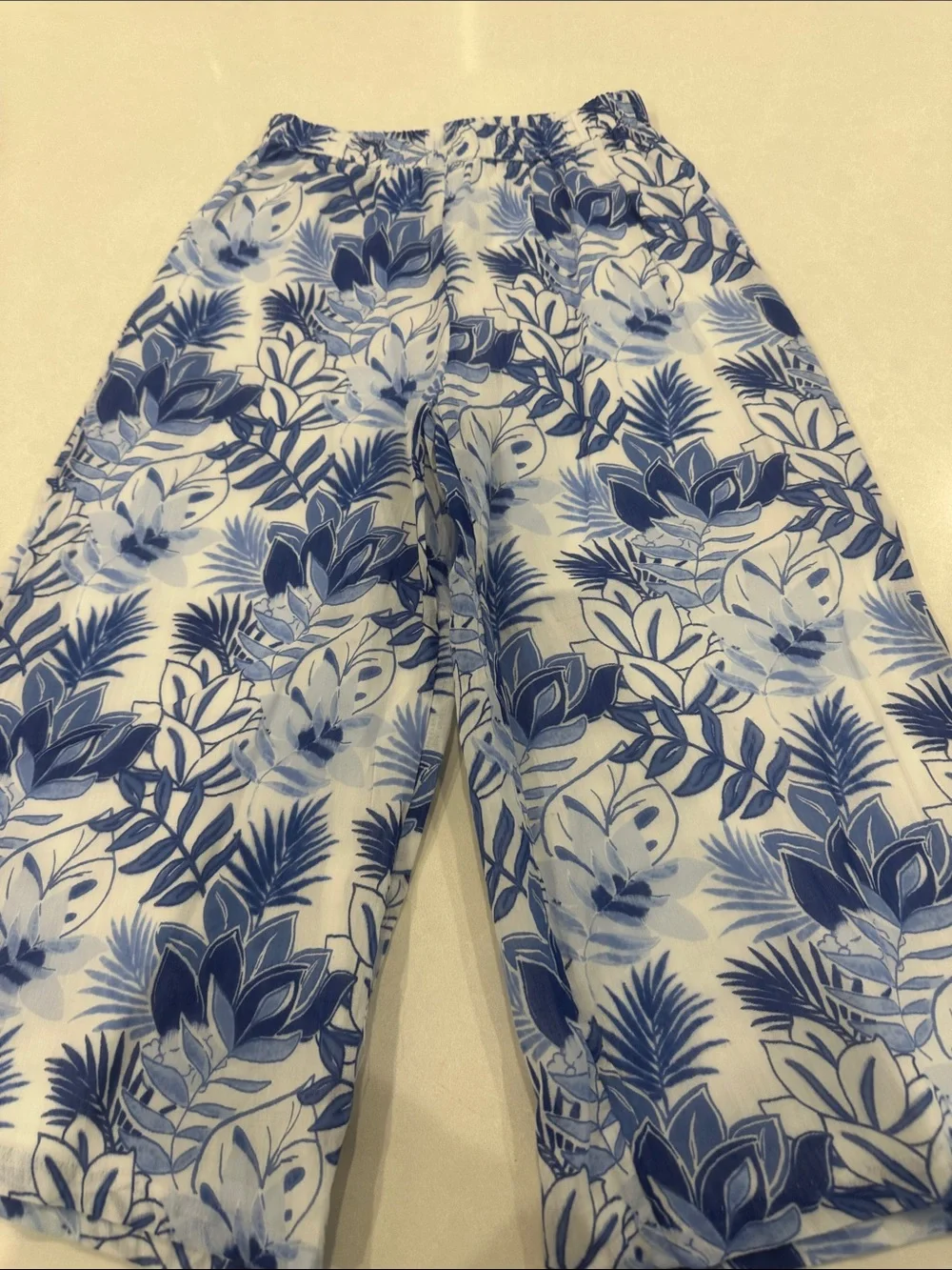 Janie and Jack Blue Floral Elastic Waist Pants
